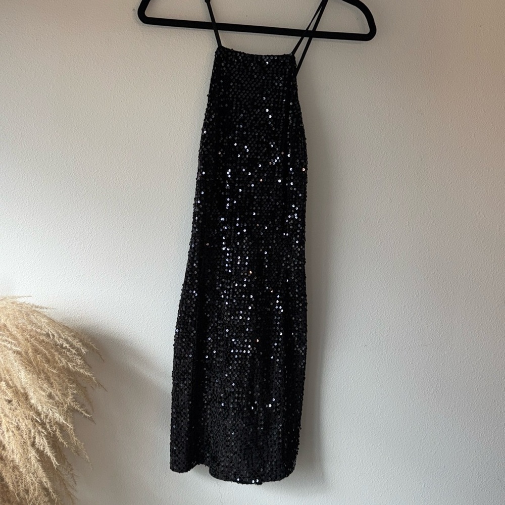 Express Black Sequin Mini Dress